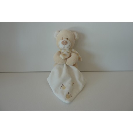 DOUDOU OURS PELUCHE AVEC MOUCHOIR POMMETTE