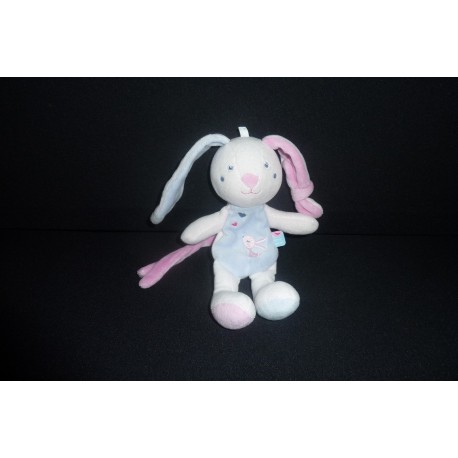 DOUDOU LAPIN SEMI PLAT ATTACHE TETINE SUCRE D'ORGE