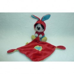 DOUDOU SOURIS MICKEY PELUCHE AVEC MOUCHOIR DEGUISE EN LAPIN DISNEY