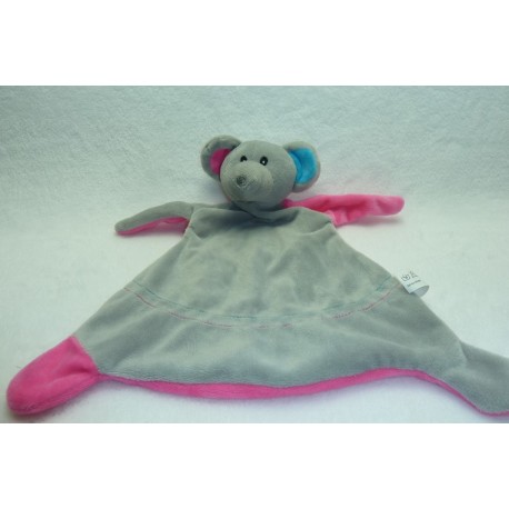 DOUDOU SOURIS GRIS ET ROSE TOI TOYS