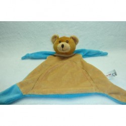 DOUDOU OURS MARRON ET TURQUOISE TOI TOYS