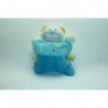 DOUDOU CHAT SEMI PLAT BLEU TURQUOISE ESCARGOT RONDS BRODES NICOTOY