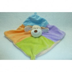 DOUDOU CHIEN ORANGE VERT BLEU VIOLET GRELOT COMME NEUF ZEEMAN