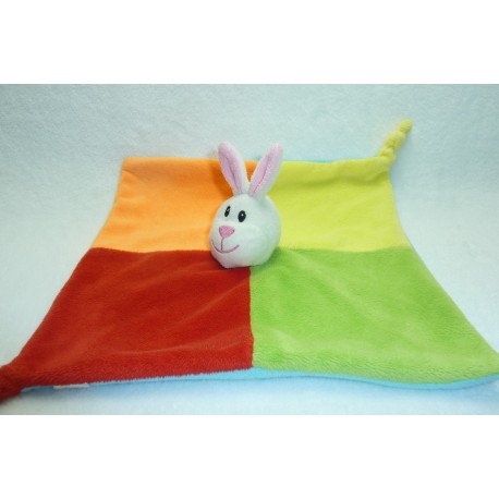 DOUDOU LAPIN ROUGE VERT ORANGE JAUNE TRES BON ETAT ZEEMAN