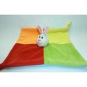 DOUDOU LAPIN ROUGE VERT ORANGE JAUNE TRES BON ETAT ZEEMAN