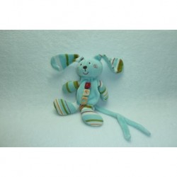 DOUDOU LAPIN SEMI PLAT ATTACHE TETINE TRES BON ETAT SUCRE D'ORGE