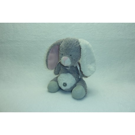 DOUDOU LAPIN PELUCHE GRIS BLANC ROSE HAPPY HORSE