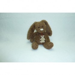 DOUDOU LAPIN PELUCHE MARRON FONCE HISTOIRE D'OURS