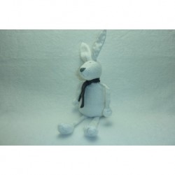 DOUDOU LAPIN PELUCHE BLANC ECHARPE GRISE MONOPRIX