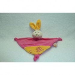 DOUDOU LAPIN ROSE JAUNE GRELOT LES MATERNELLES