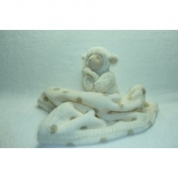 DOUDOU MOUTON PELUCHE AVEC MOUCHOIR COMME NEUF I2C