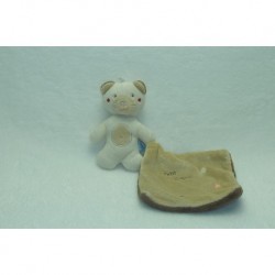 DOUDOU OURS PELUCHE PETIT CAJOU AVEC MOUCHOIR SUCRE D'ORGE