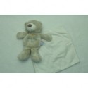 DOUDOU OURS SEMI PLAT AVEC MOUCHOIR SUCRE D'ORGE