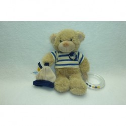 DOUDOU OURS MARIN PELUCHE POMMETTE