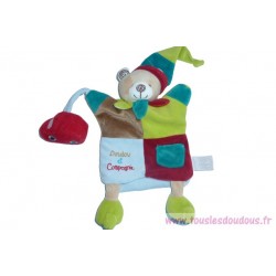 DOUDOU OURS MARIONNETTE VOITURE GRELOT TRES BON ETAT DOUDOU ET COMPAGNIE