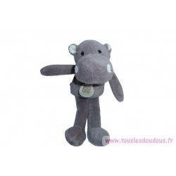 Doudou hippopotame peluche DC2158RG SOS doudou Roland Garros