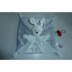 Doudou lapin blanc gris Nicotoy SOS Doudou