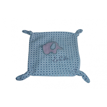 Doudou carré plat éléphant pommette