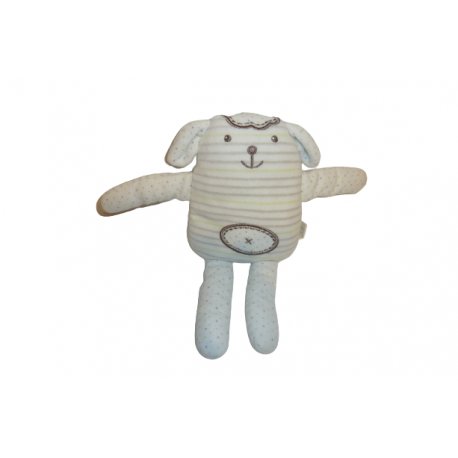 Doudou peluche chien Brioche face éveillée et dormeur La Halle