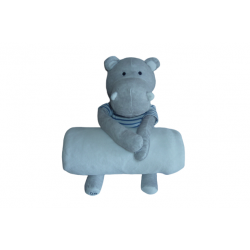 Doudou hippopotame peluche avec couverture Obaibi