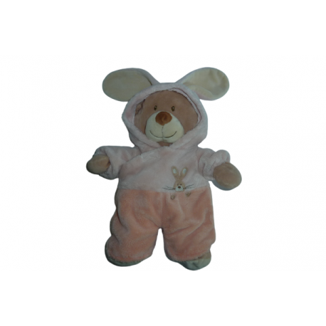 Doudou peluche ours déguisé en lapin Nicotoy