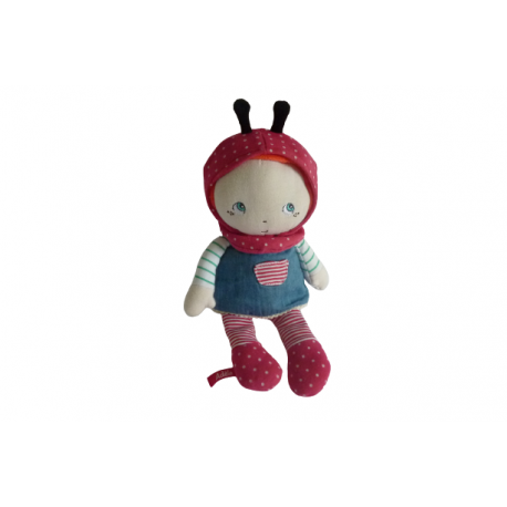 Doudou peluche poupée Adèle déguisé en coccinelle Prémaman Orchestra