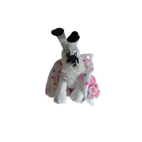 Doudou peluche avec couverture chien Idéfix Parc Astérix