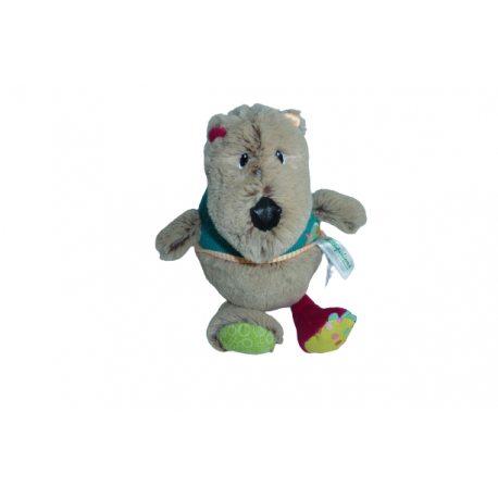 Doudou peluche chien Cesar boule grelot Lilliputiens