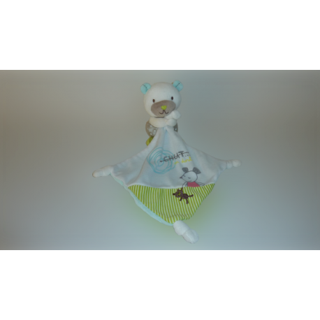 Doudou peluche mouchoir ours Chut on dort Pommette