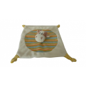 Doudou vache plat blanc rayures multicolores