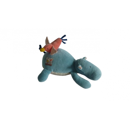 Doudou peluche musicale hippopotame Les Papoum Moulin Roty