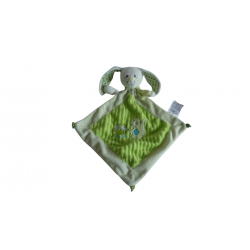 Doudou lapin plat vert Mots d'Enfants