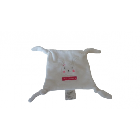 Doudou carré plat Mon P'tit lapin blanc Gémo