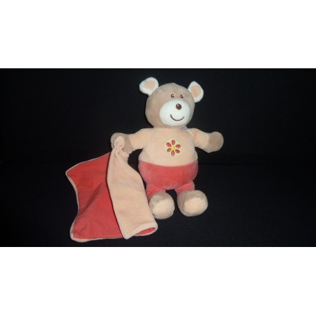 DOUDOU OURS PELUCHE AVEC MOUCHOIR AJENA